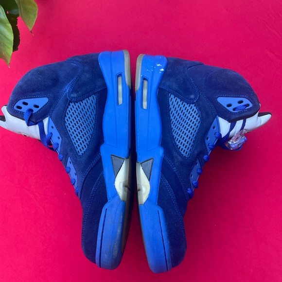 Nike Air Jordan 5 Retro Blue Suede 2017 Size 13   136027-401 Blue Black Silver - Picture 4 of 10